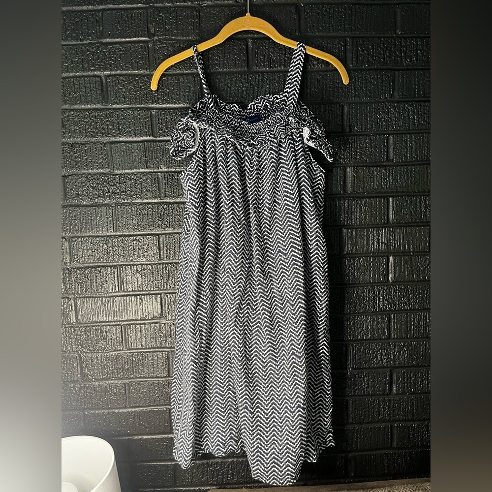 ✨C. Wonder Navy and White Chevron Dress